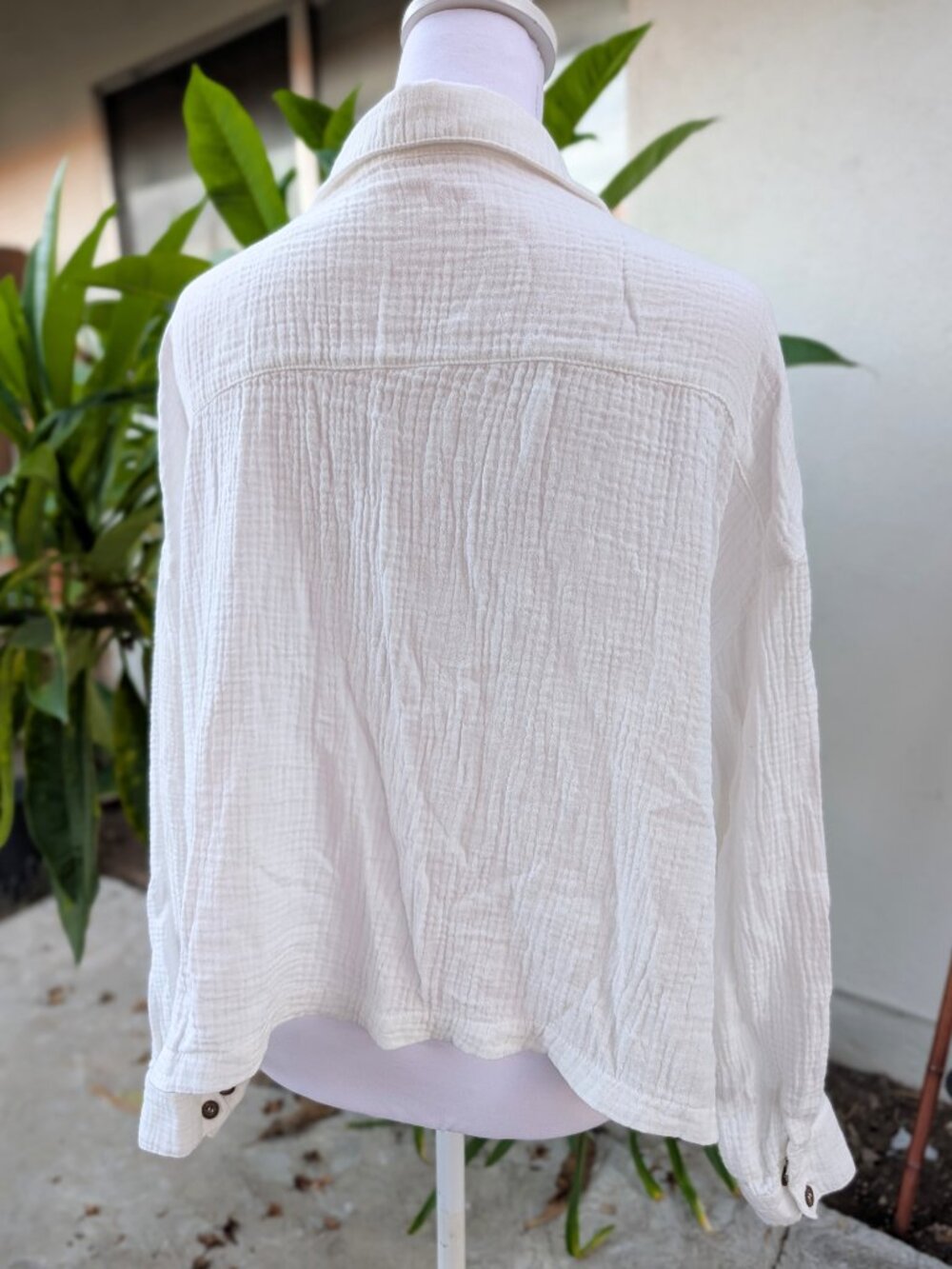 Mustard Seed White 100% cotton gauze pocket button shirt top VGUC medium - Picture 10 of 15
